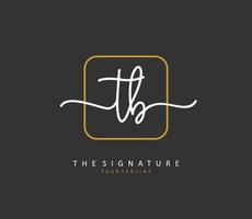 t b tb första brev handstil och signatur logotyp. en begrepp handstil första logotyp med mall element. vektor