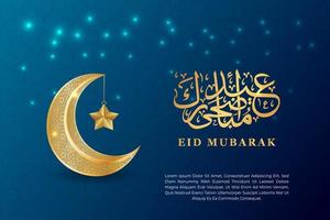 eid mubarak hälsning bakgrund med halvmåne måne och stjärna begrepp vektor