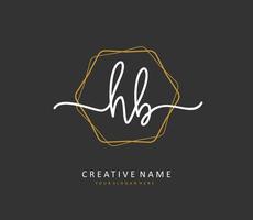 h b hb första brev handstil och signatur logotyp. en begrepp handstil första logotyp med mall element. vektor