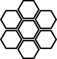 Honig Kamm Symbol Vektor Illustration isoliert auf Weiß. . Honig Kamm Linie Symbol. Hexagon unterzeichnen.