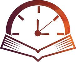 bok tid vektor logotyp mall. detta design använda sig av Kolla på eller klocka symbol.