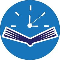 Buch Zeit Vektor Logo Vorlage. diese Design verwenden Uhr oder Uhr Symbol.