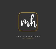m h mh första brev handstil och signatur logotyp. en begrepp handstil första logotyp med mall element. vektor