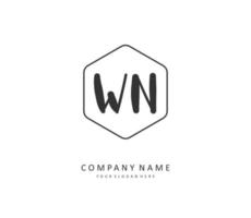 w n wn första brev handstil och signatur logotyp. en begrepp handstil första logotyp med mall element. vektor
