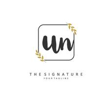 u n un Initiale Brief Handschrift und Unterschrift Logo. ein Konzept Handschrift Initiale Logo mit Vorlage Element. vektor