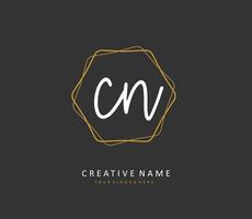 c n cn första brev handstil och signatur logotyp. en begrepp handstil första logotyp med mall element. vektor