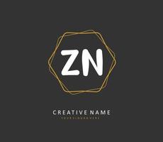 z n zn Initiale Brief Handschrift und Unterschrift Logo. ein Konzept Handschrift Initiale Logo mit Vorlage Element. vektor