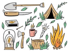 äventyr camping uppsättning vektor illustration