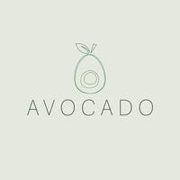 Avocado Marke Logo Design. Avocado mit Blatt Logotyp. Obst Logo Vorlage. vektor