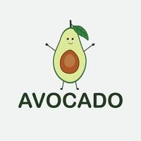 Avocado Charakter Design. kawaii Avocado Illustration. Logo Design Vorlage. vektor