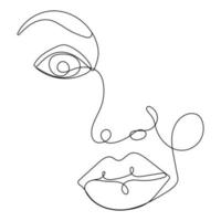 kontinuierlich einer Linie Zeichnung von Frau Gesicht vektor