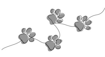 kontinuierlich einer Linie Zeichnung von Tier Fußabdrücke vektor
