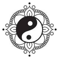 yin yang mandala vektor ikon design. platt ikon.
