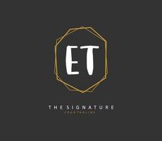 e t et Initiale Brief Handschrift und Unterschrift Logo. ein Konzept Handschrift Initiale Logo mit Vorlage Element. vektor