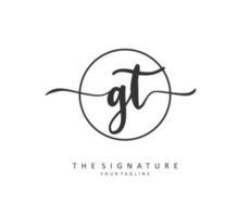 G t gt Initiale Brief Handschrift und Unterschrift Logo. ein Konzept Handschrift Initiale Logo mit Vorlage Element. vektor