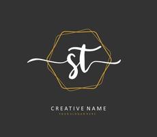 s t st Initiale Brief Handschrift und Unterschrift Logo. ein Konzept Handschrift Initiale Logo mit Vorlage Element. vektor