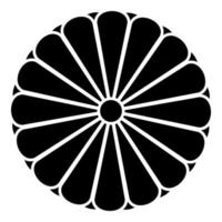 Mantel von Waffen von Japan Nippon Kaiserliche Siegel zentral Rabatt mit 16 Blütenblätter National Emblem Symbol schwarz Farbe Vektor Illustration Bild eben Stil