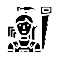 Instandhaltung Techniker Reparatur Arbeiter Glyphe Symbol Vektor Illustration