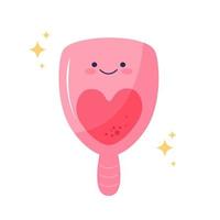 söt menstruation cup karaktär. antropomorf ansikte kavaii stil. vektor illustration