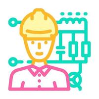 Elektronik Ingenieur Arbeiter Farbe Symbol Vektor Illustration