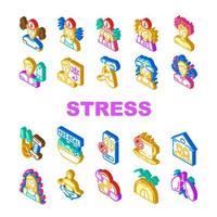 Stress Kopfschmerzen Depression Symbole einstellen Vektor