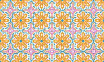 etnisk abstrakt bakgrund söt rosa orange blå blomma geometrisk stam- folk motiv orientalisk inföding mönster traditionell design matta tapet Kläder tyg omslag skriva ut batik folk sticka vektor