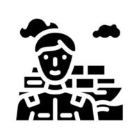 Marine Ingenieur Arbeiter Glyphe Symbol Vektor Illustration