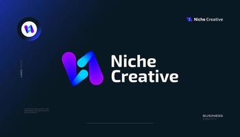 Fett gedruckt und beschwingt Brief n Logo Design mit bunt Gradient Konzept. n Logo mit Mischung Stil vektor