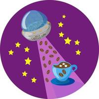 Vektor Illustration Raum Kaffee - - Kaffee UFO und Tasse von Kaffee