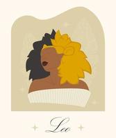 zodiaken illustration av leo zodiaken tecken som en skön afro flicka. ung lady vatten symbol karaktär. astrologi element vektor illustration isolerat på beige bakgrund.