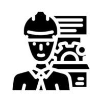 technisch Der Umsatz Ingenieur Arbeiter Glyphe Symbol Vektor Illustration