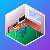 Hem Office Room Concept Isometrisk Vektor Illustration