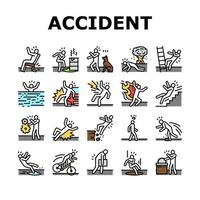 Unfall Verletzung Sicherheit Mann Risiko Symbole einstellen Vektor