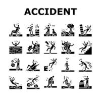 Unfall Verletzung Sicherheit Mann Risiko Symbole einstellen Vektor