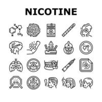 Nikotin Zigarette Tabak Rauch Symbole einstellen Vektor