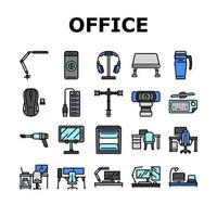 Büro Gadget Computer Geschäft Symbole einstellen Vektor