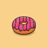 Donuts Prämie Illustration Vektor gezeichnet Design Satz. lecker köstlich Karikatur Cafe Rosa glücklich Geburtstag Donuts Hallo Qualität minimal Urlaub Essen Vektor Element.