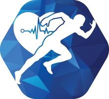 man avatar löpning med hjärta puls silhuett stil ikon design, maraton idrottare Träning och kondition tema vektor illustration