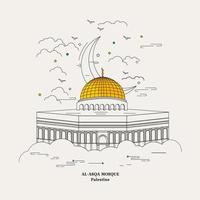 al aqsa Moschee im Linie Kunst. Palästina Wahrzeichen. vektor