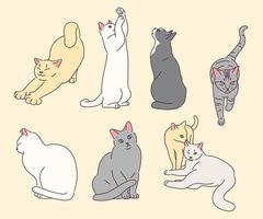 Sammlung von niedlichen Katzenfiguren.