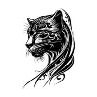 Panther Kopf Stammes- Tatto Linie Kunst Hand gezeichnet Illustration vektor