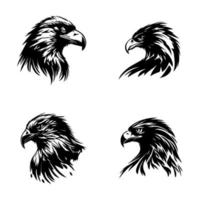 ein majestätisch Sammlung von Adler Logo Silhouetten, Hand gezeichnet im kompliziert Detail. perfekt zum irgendein Marke oder Projekt Das Werte Stärke und Freiheit vektor