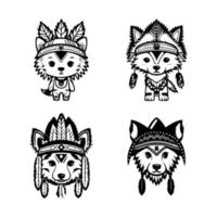 entfesseln Ihre wild Seite mit unser süß kawaii Wolf Logo tragen indisch Chef Zubehör Sammlung. Hand gezeichnet mit Liebe, diese Abbildungen sind sicher zu hinzufügen ein berühren von Verspieltheit und Stärke
