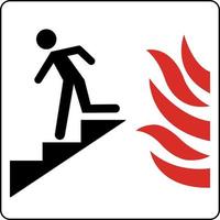 använda sig av trappa i fall av brand tecken på vit bakgrund vektor
