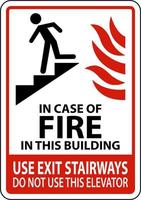 im Fall von Feuer im diese Gebäude verwenden Ausfahrt Treppen tun nicht verwenden diese Aufzug