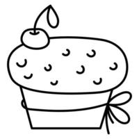 Cupcake mit Kirsche. Gekritzel Vektor schwarz und Weiß Illustration.
