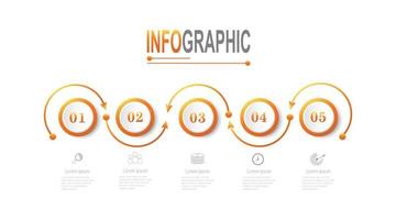 Infografik Kreis Vorlage 5 Schritte Geschäft Daten Illustration. Präsentation Zeitleiste Infografik Vorlage. vektor