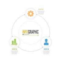 infographic mall 3 steg cirkulär Diagram företag data enkel illustration vektor