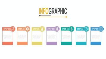 7 steg rektangel ram infographic mall företag data illustration vektor