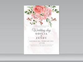 Hochzeitskarteneinladung mit schöner Blumenhand gezeichnet vektor